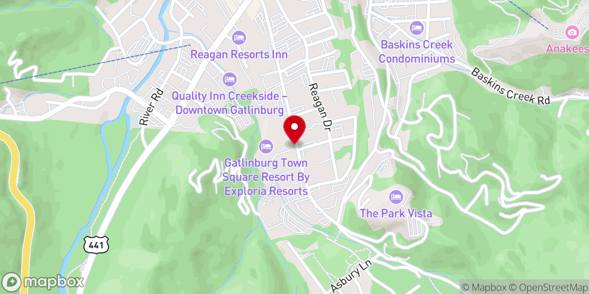Map showing location of Iglesia Jesús es la Puerta Gatlinburg