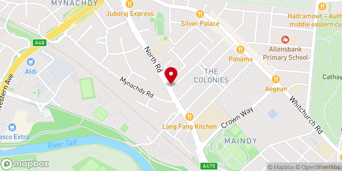 Map showing location of Gabalfa Baptist Church