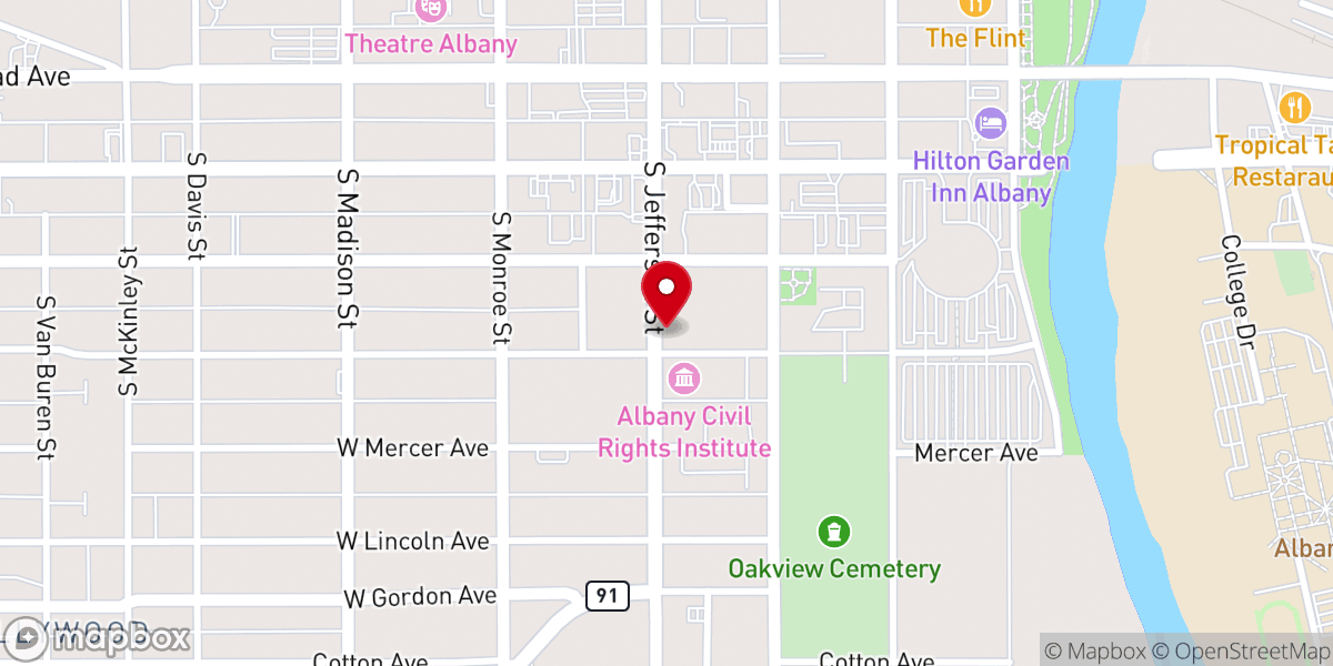 Map showing location of Shiloh Baptist Church of Albany