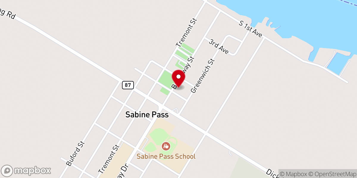 Map showing location of Sabine Pass United Methodist Church