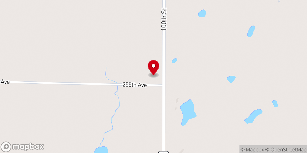 Map showing location of Bone Lake Lutheran Church