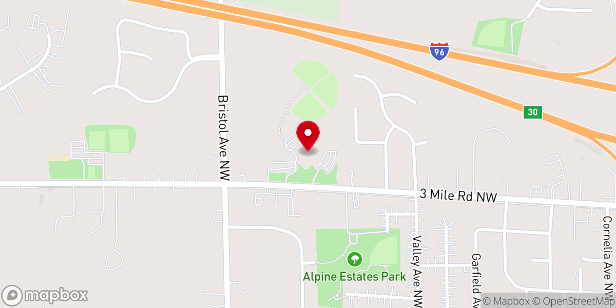 Map showing location of Orchard Hill Reformed Church