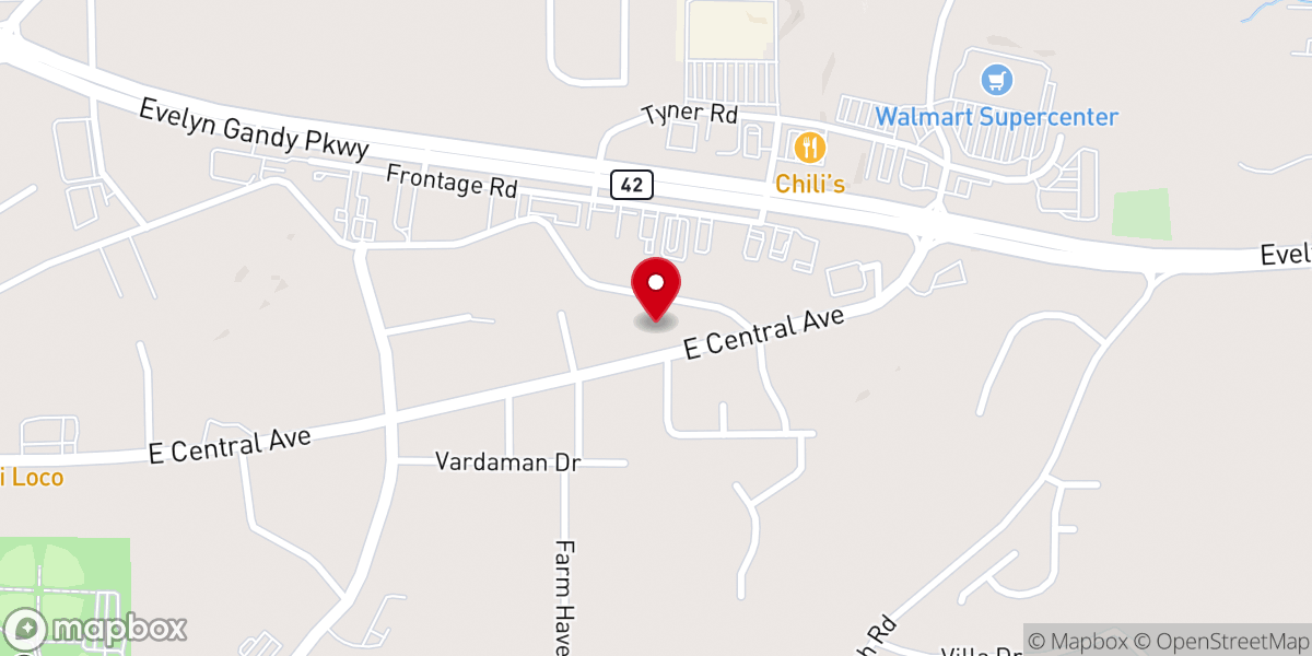 Map showing location of Crestview Baptist Church