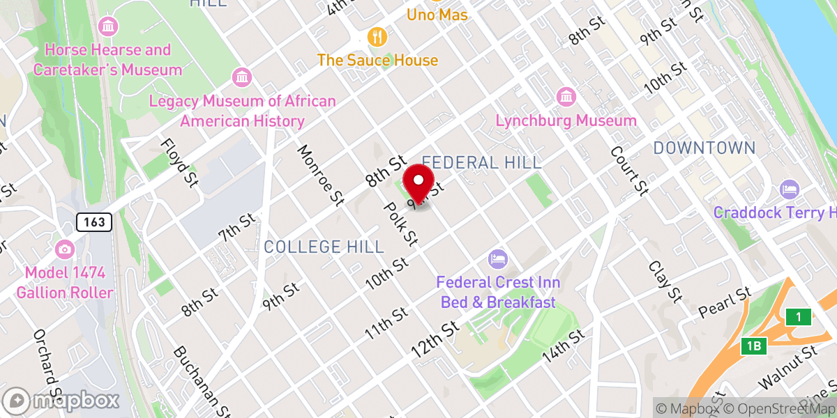 Map showing location of Jackson Street United Methodist Church