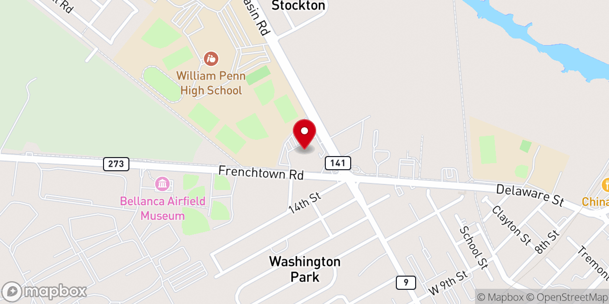 Map showing location of First Baptist Church of Delaware