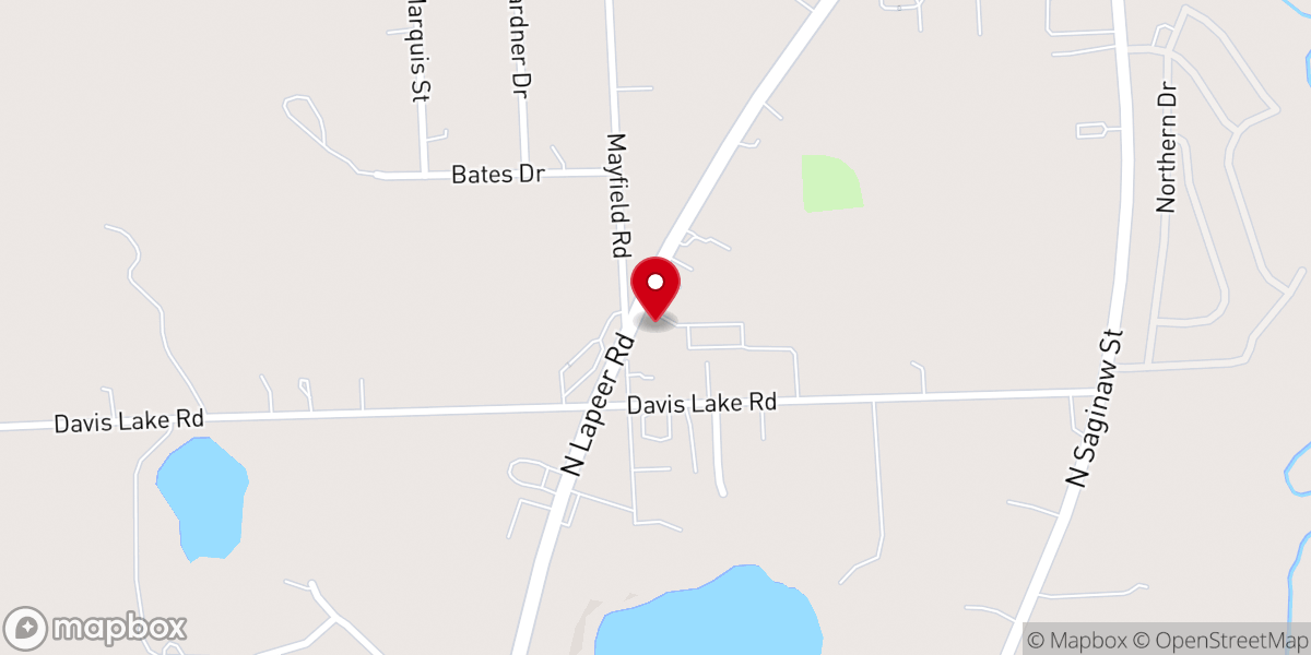 Map showing location of Lapeer Church of Christ
