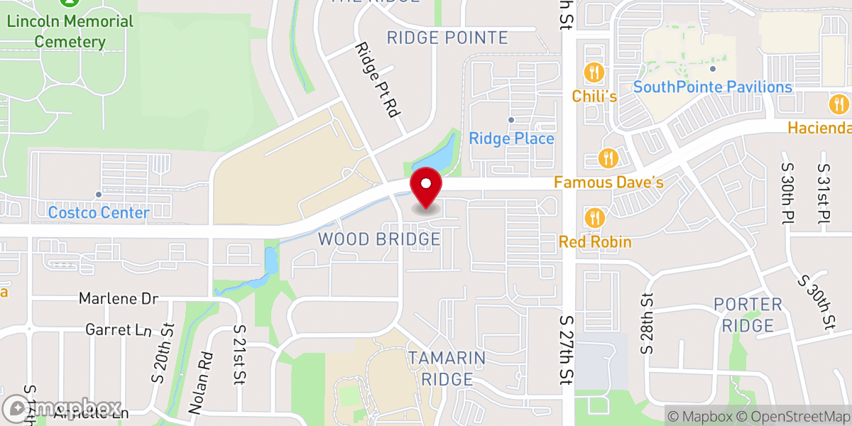 Map showing location of Southpointe Christian Church