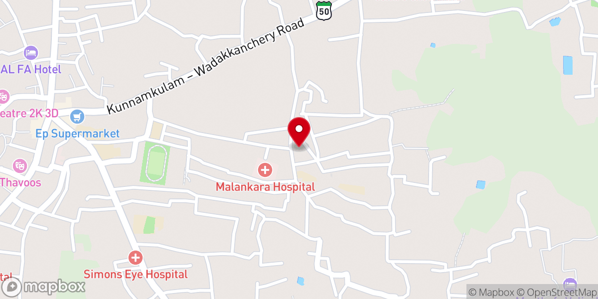 Map showing location of St. George Orthodox Syrian Church