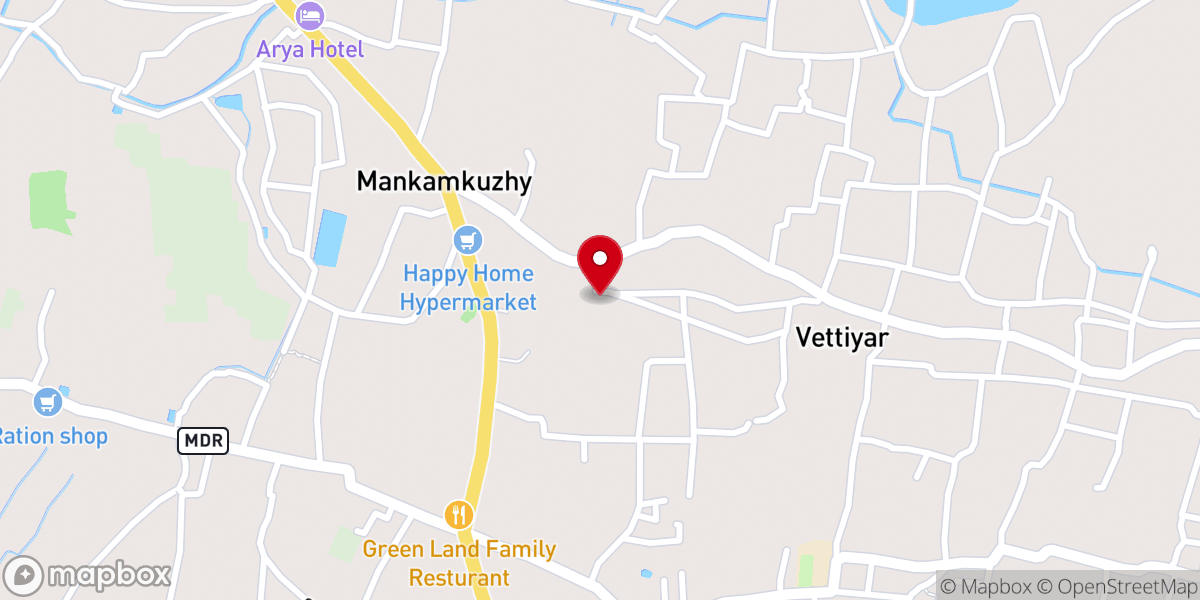 Map showing location of St. Mary's Malankara Syrian Catholic Church Vettiyar