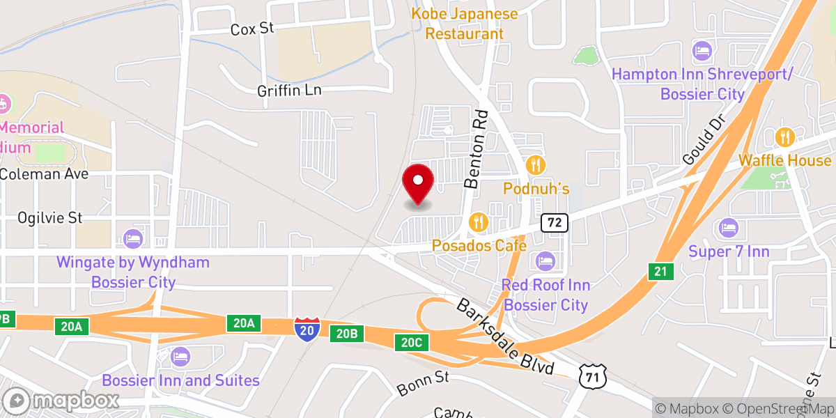 Map showing location of Heart O'Bossier Center