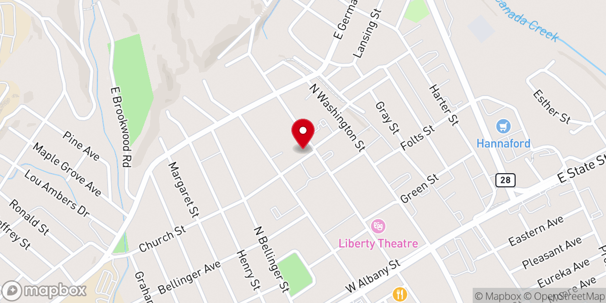 Map showing location of Herkimer Reformed Church