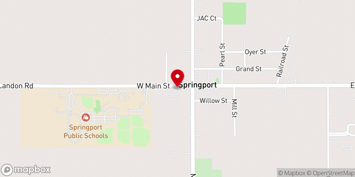 Map showing location of Springport United Methodist Church