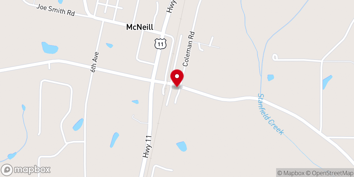 Map showing location of First Apostolic Church-Mc Neill