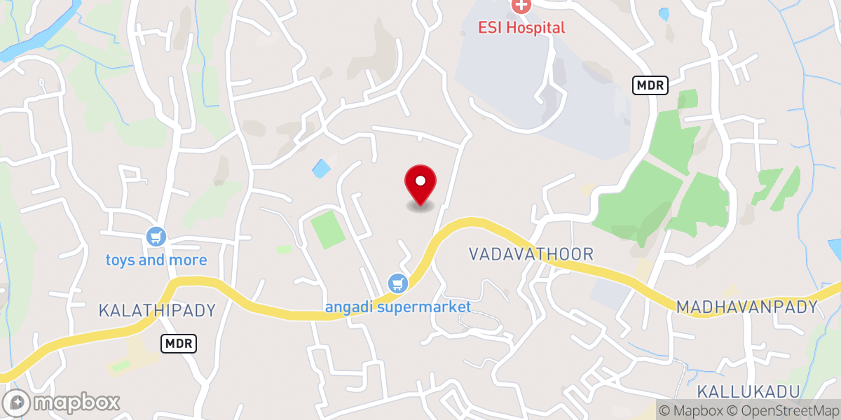 Map showing location of Mar Aphrem Jacobite Syrian Church, Vadavathoor