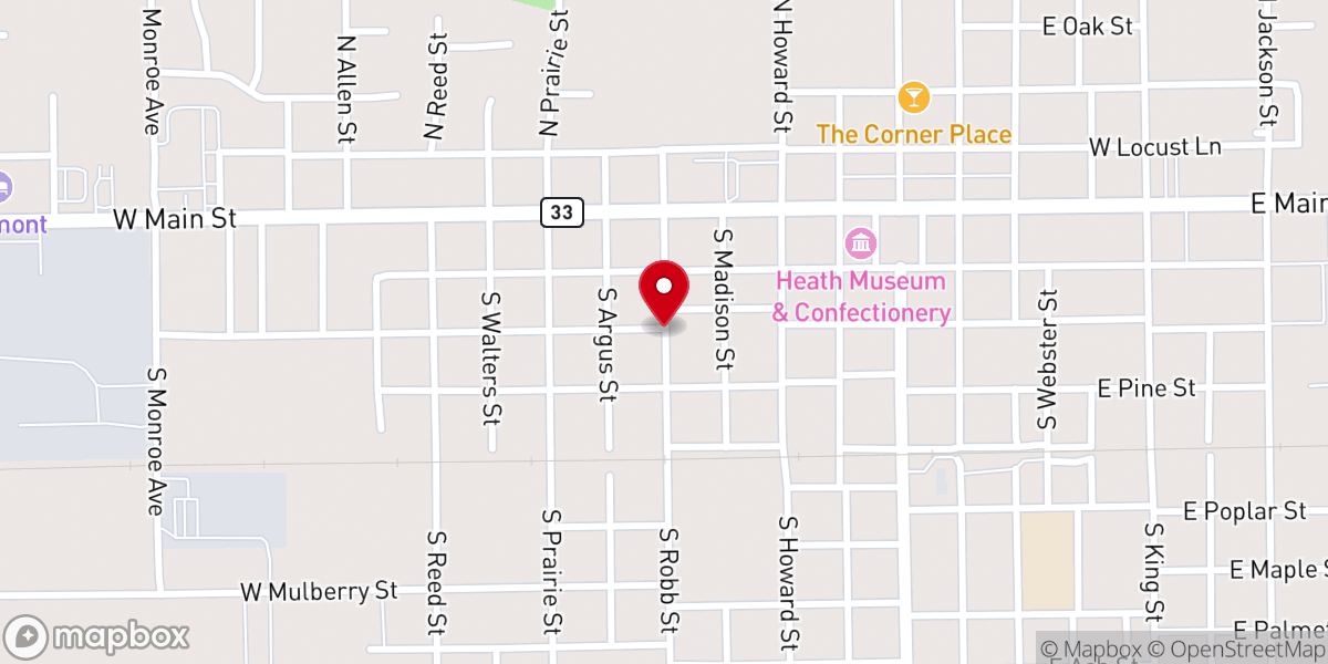 Map showing location of Robinson Free Methodist Church