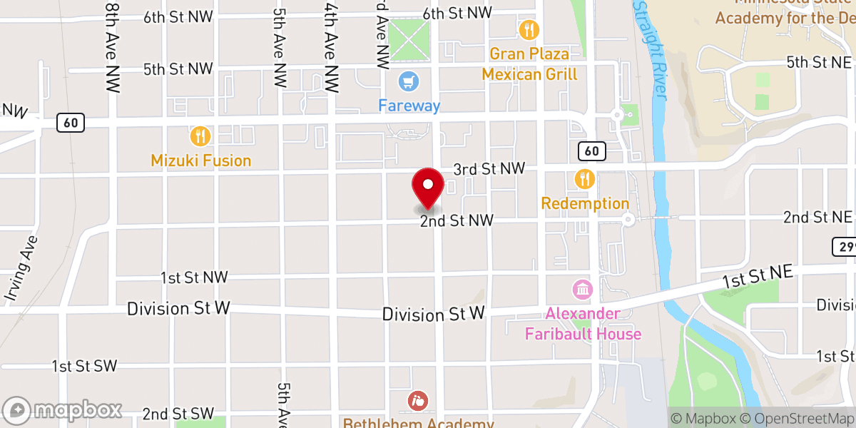Map showing location of First English Lutheran Church