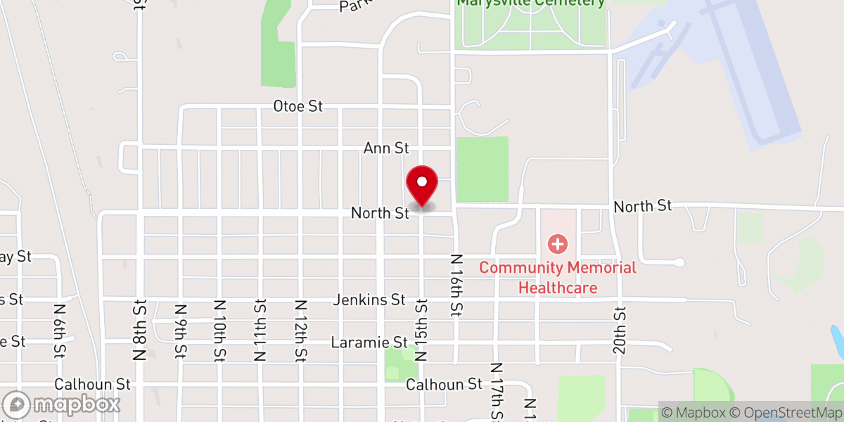 Map showing location of Marysville Methodist Church