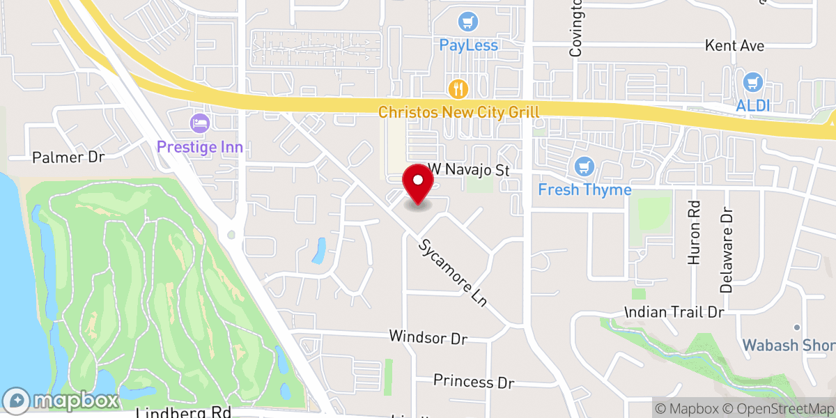Map showing location of Federated Church of West Lafayette, IN