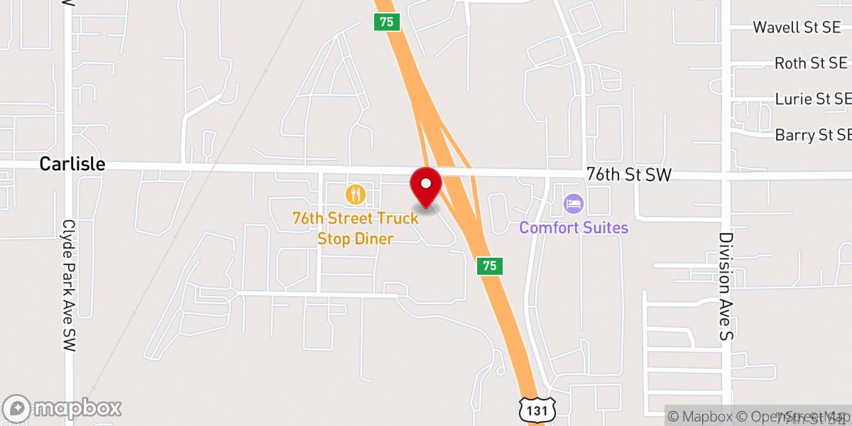 Map showing location of All In Pickleball Gym (Byron Center)