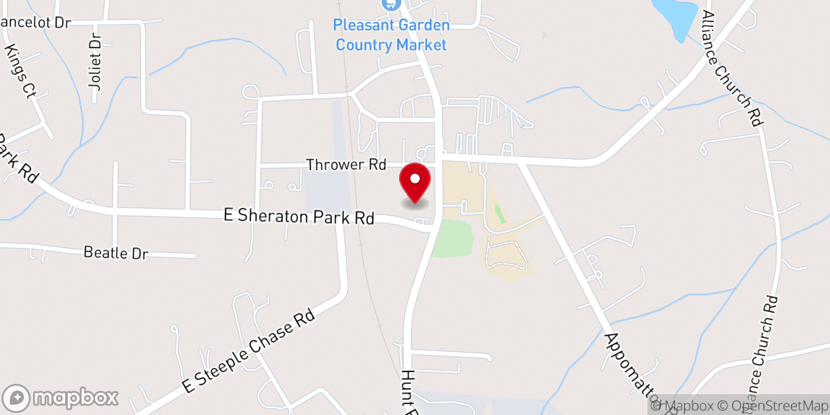 Map showing location of Pleasant Garden Methodist Church