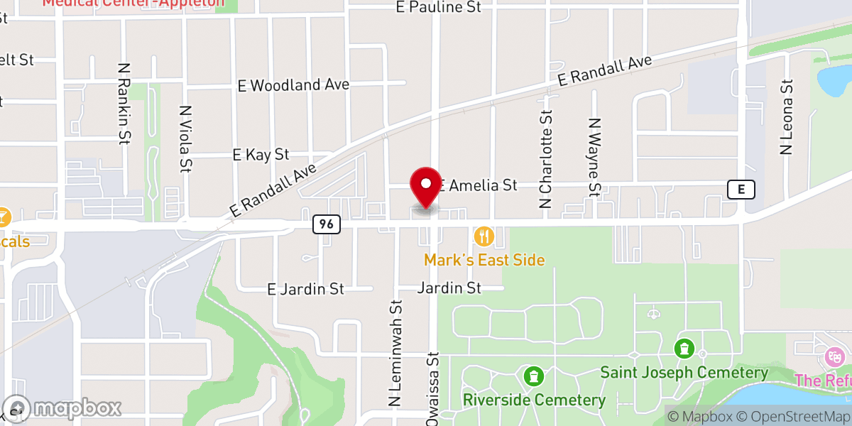 Map showing location of Fox Valley Hmong Baptist Church