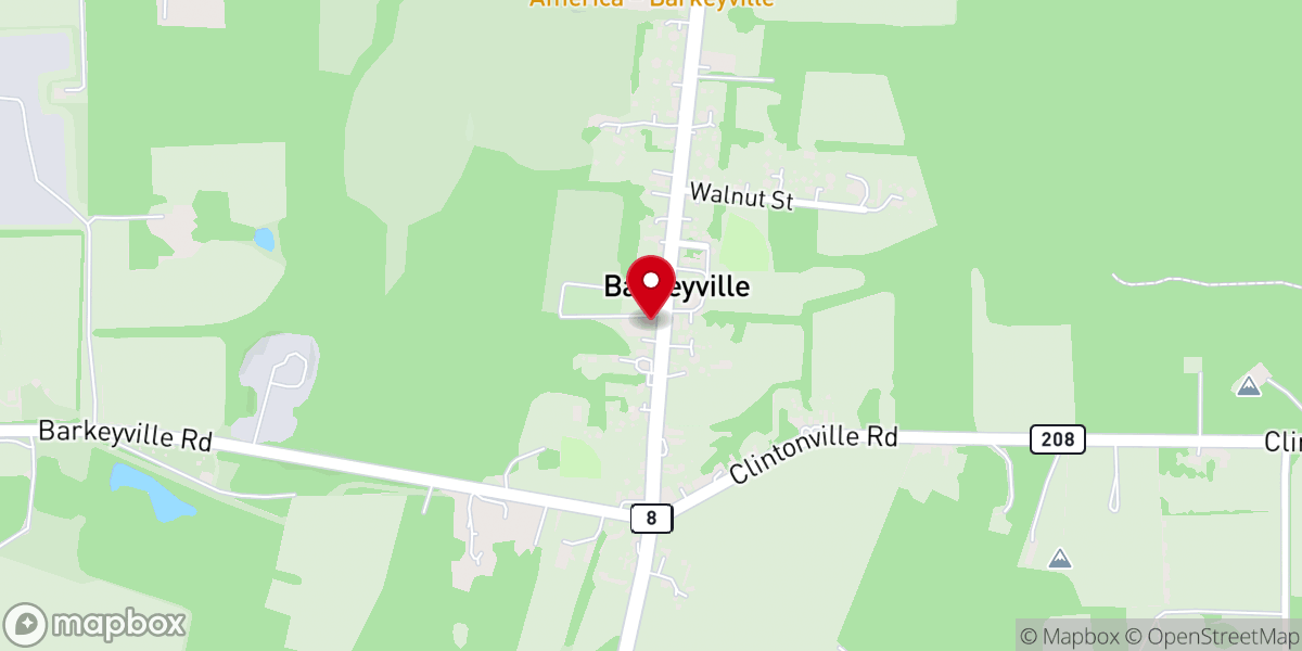 Map showing location of Barkeyville United Methodist Church