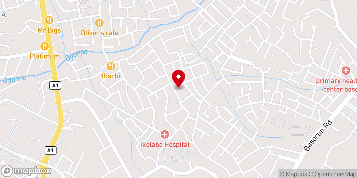 Map showing location of RCCG JESUS PALACE