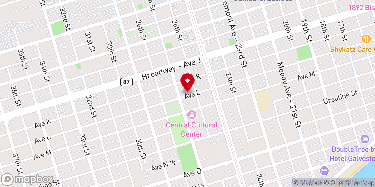 Map showing location of Avenue L Baptist Church