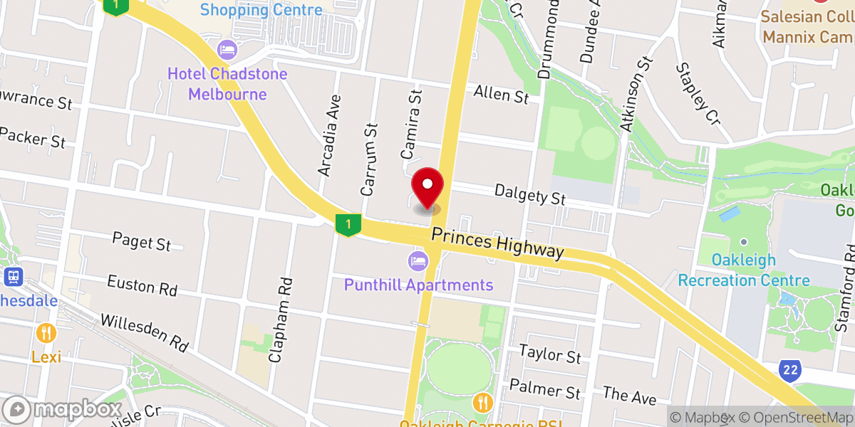 Map showing location of Oakleigh Anglican Church - Holy Trinity
