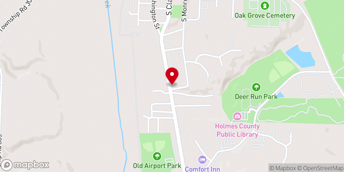 Map showing location of Millersburg Baptist Church