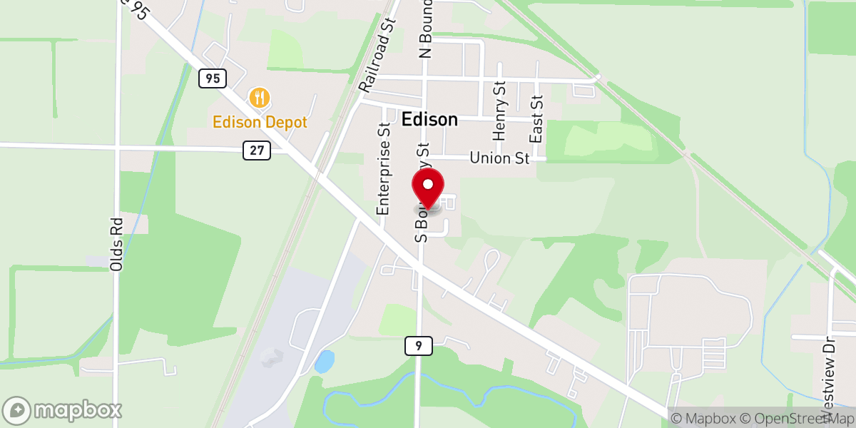 Map showing location of Edison Gospel Church