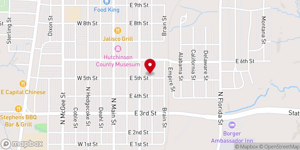 Map showing location of First Assembly of God Church