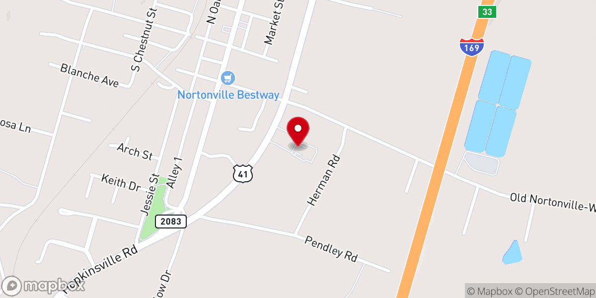 Map showing location of Nortonville Baptist Church