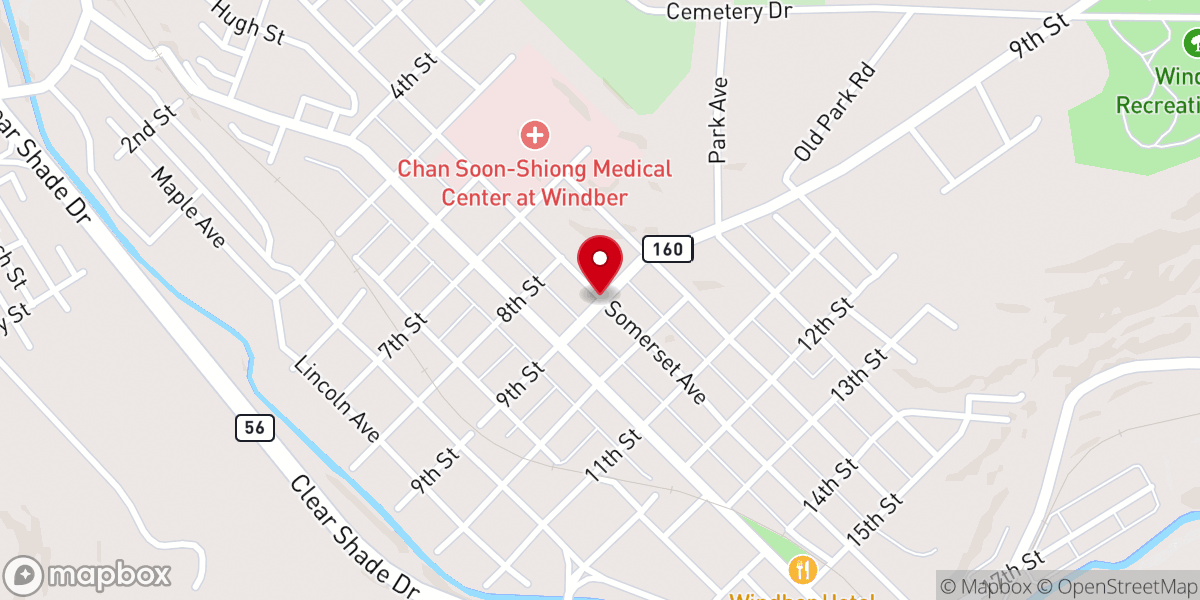 Map showing location of Calvary Church
