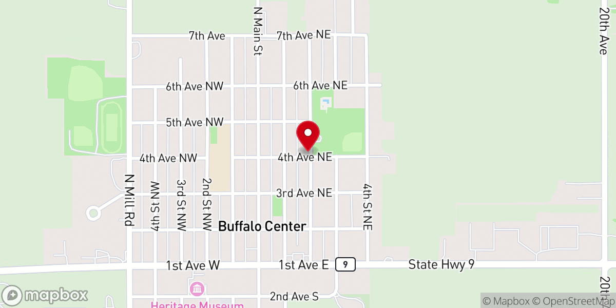 Map showing location of American legion auxiliary