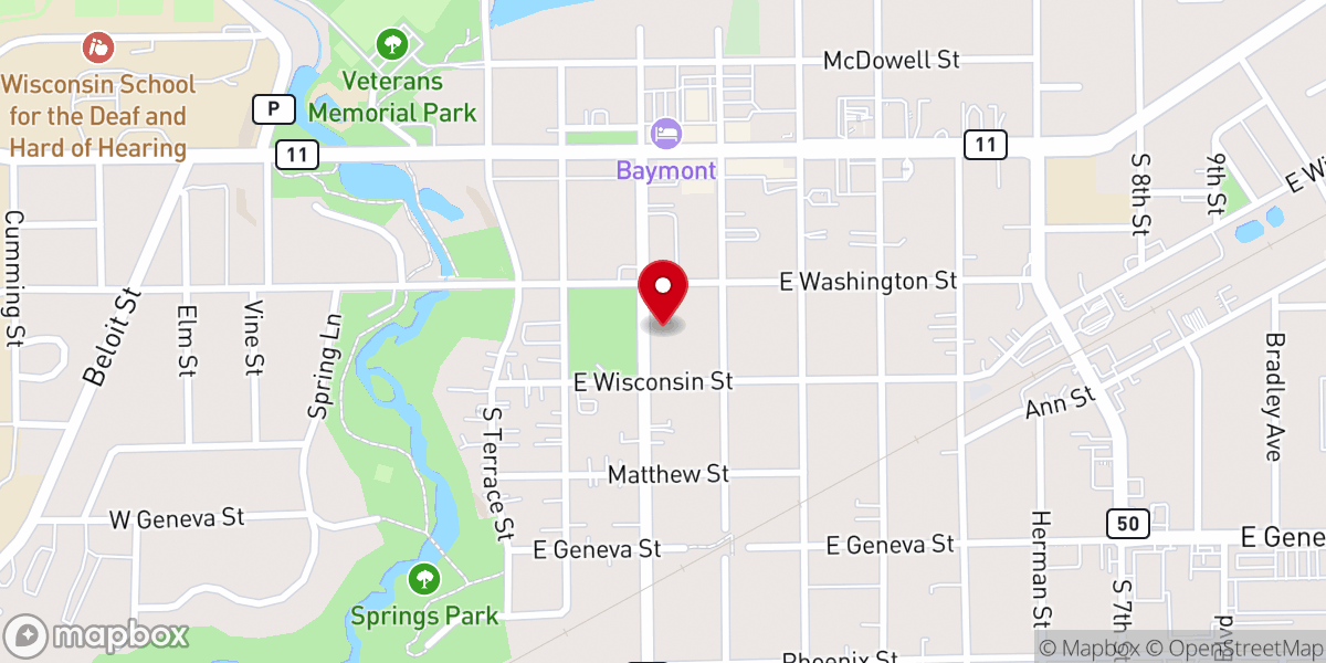 Map showing location of Delavan United Methodist Church