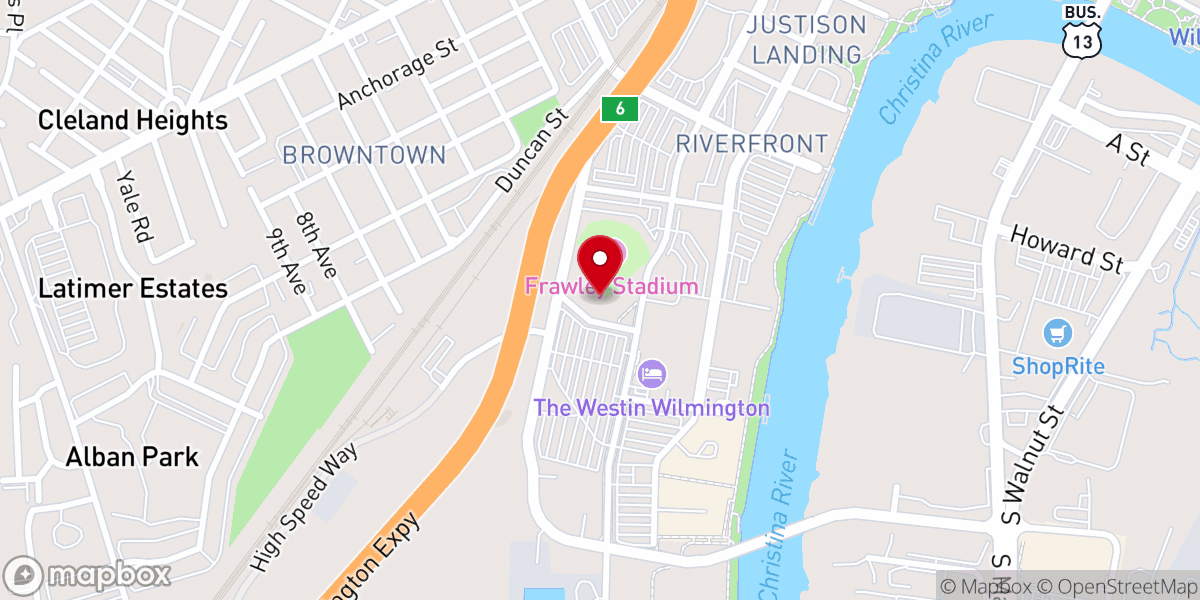 Map showing location of Wilmington Blue Rocks