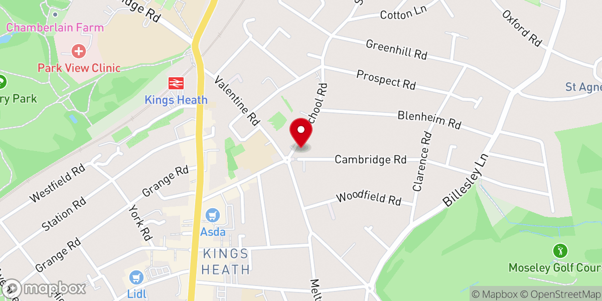 Map showing location of Cambridge Road Methodist Church