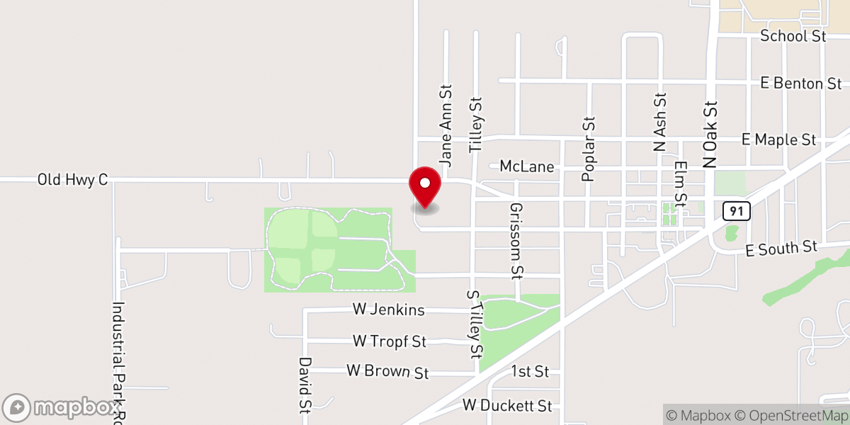 Map showing location of First General Baptist Church