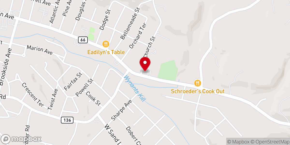 Map showing location of First Reformed Church of Wynantskill