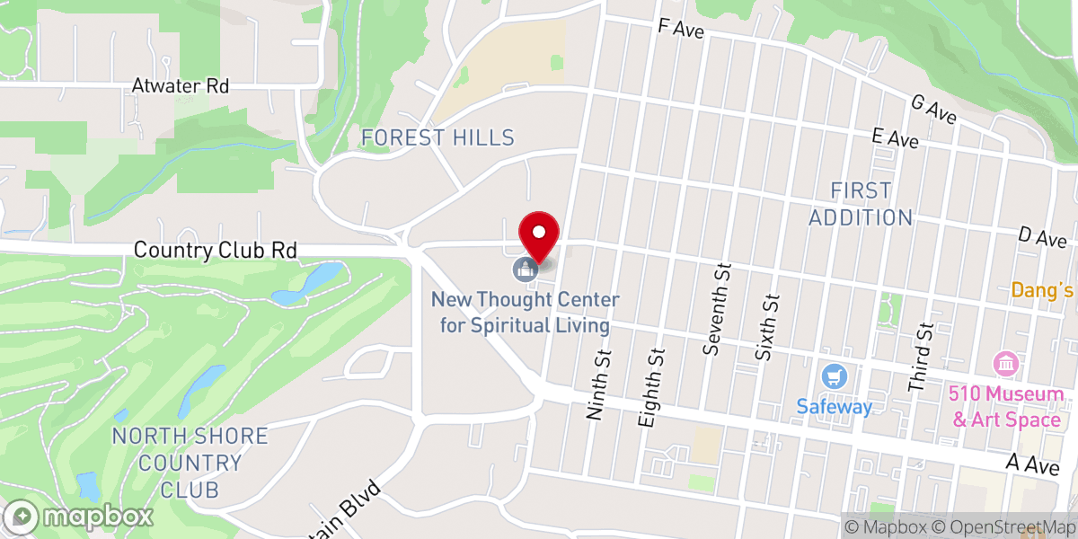 Map showing location of New Thought Center for Spiritual Living