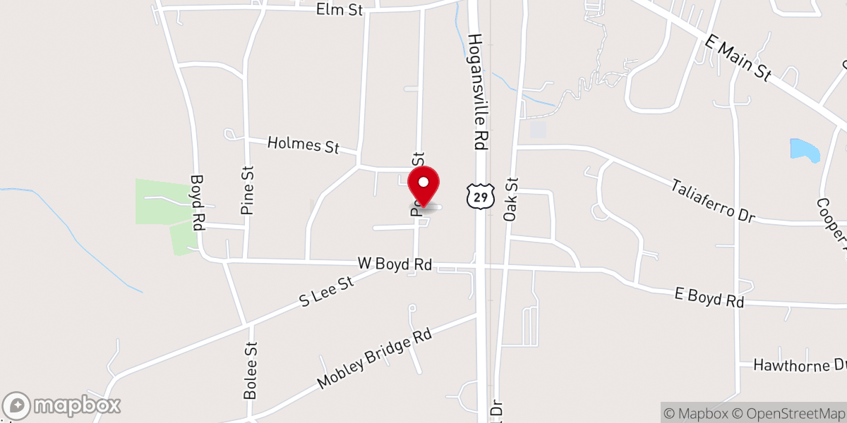 Map showing location of Springfield Baptist Church
