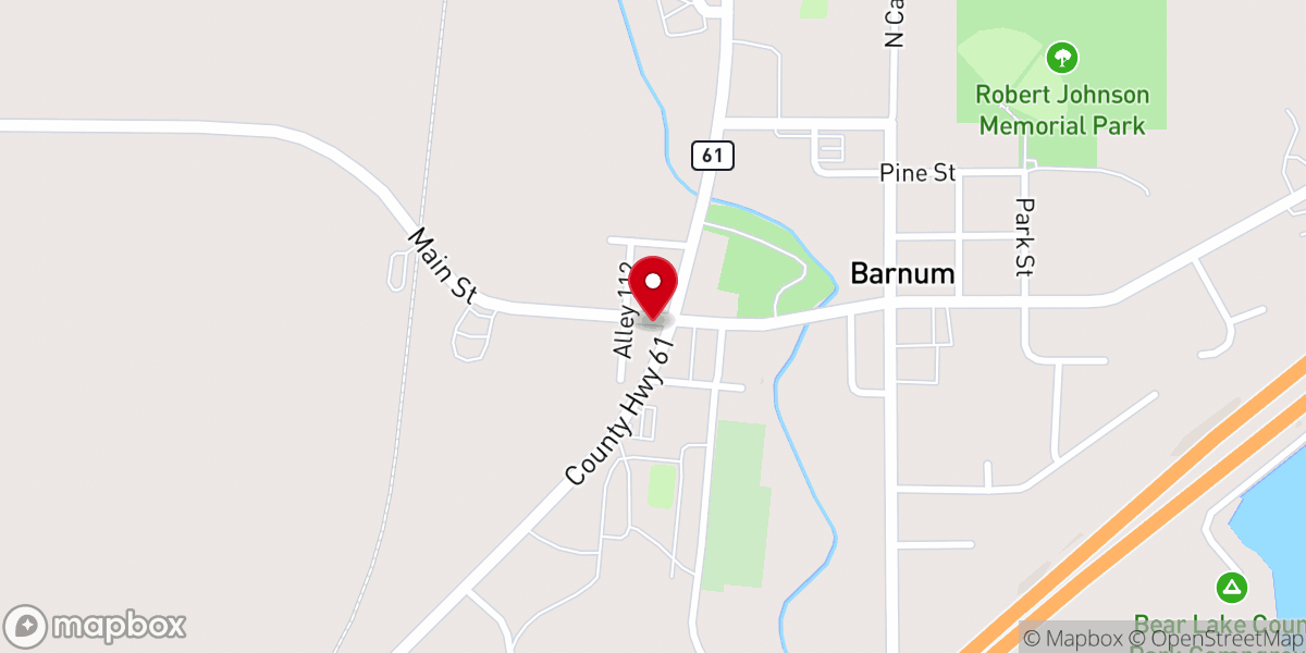Map showing location of City of Barnum