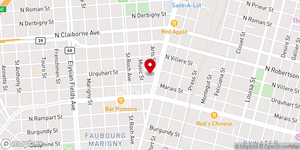 Map showing location of First Pilgrim Baptist Church