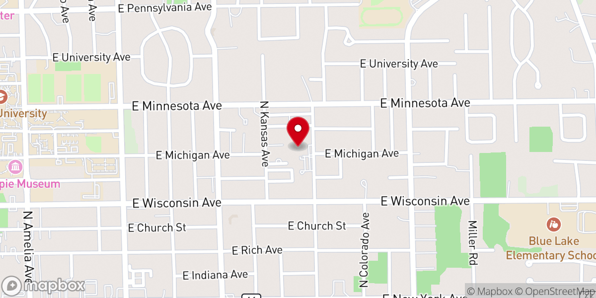 Map showing location of New Hope United Church of Christ
