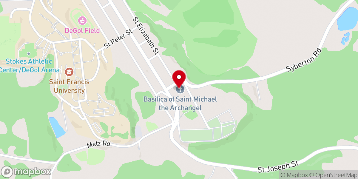 Map showing location of St Michael's Basilica
