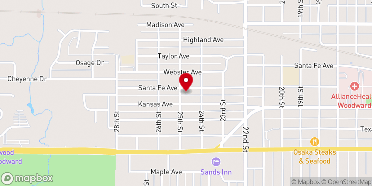 Map showing location of Iglesis Casa de Esperanza Woodward / House of Hope Woodward Church