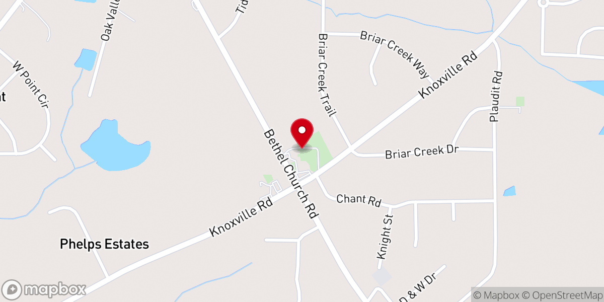 Map showing location of Bethel Baptist Church