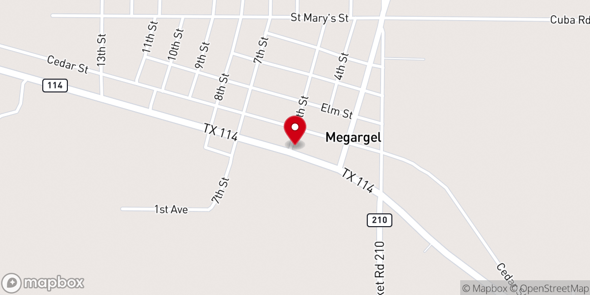 Map showing location of Megargel Food Pantry