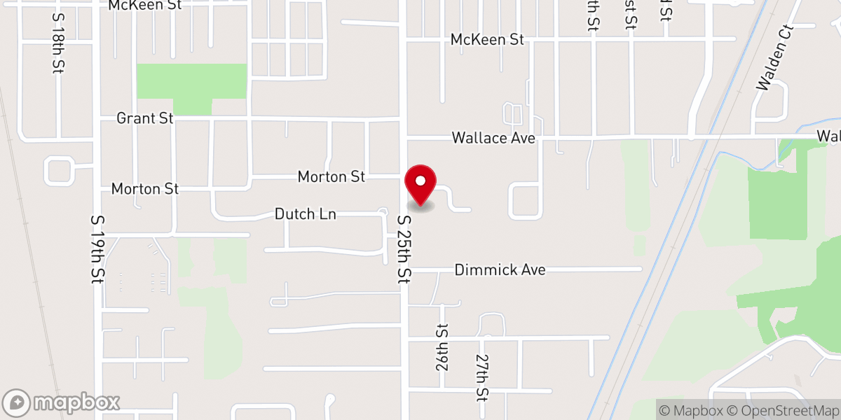 Map showing location of Eastside Baptist Church
